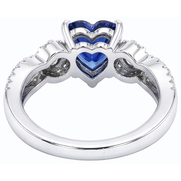Bague Saphir Bleu & Diamant 4.50 Carats Or Blanc 14K Bijoux