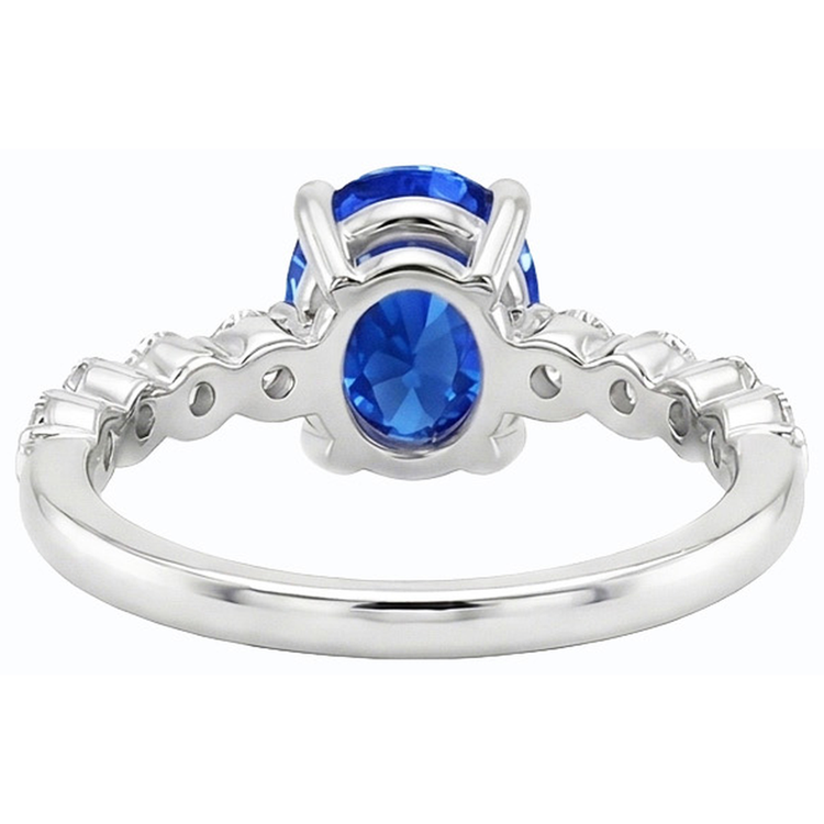 Bague Saphir Bleu & Diamant De Forme Ovale 4.50 Carats Bijoux Femme