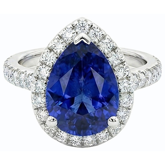 naturel pear diamant 3.50carats bague angle de côté