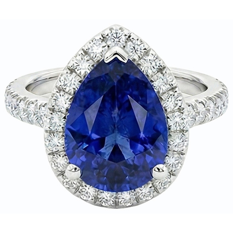 naturel pear diamant 3.50carats bague angle de côté