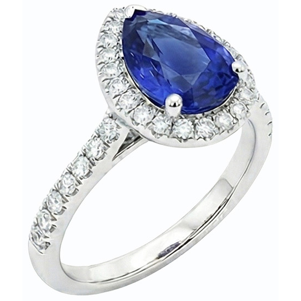 naturel pear diamant 3.50carats bague détail rapproché