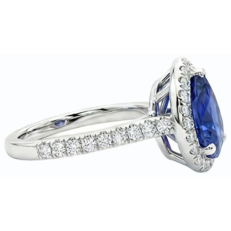 naturel pear diamant 3.50carats bague vue de profil