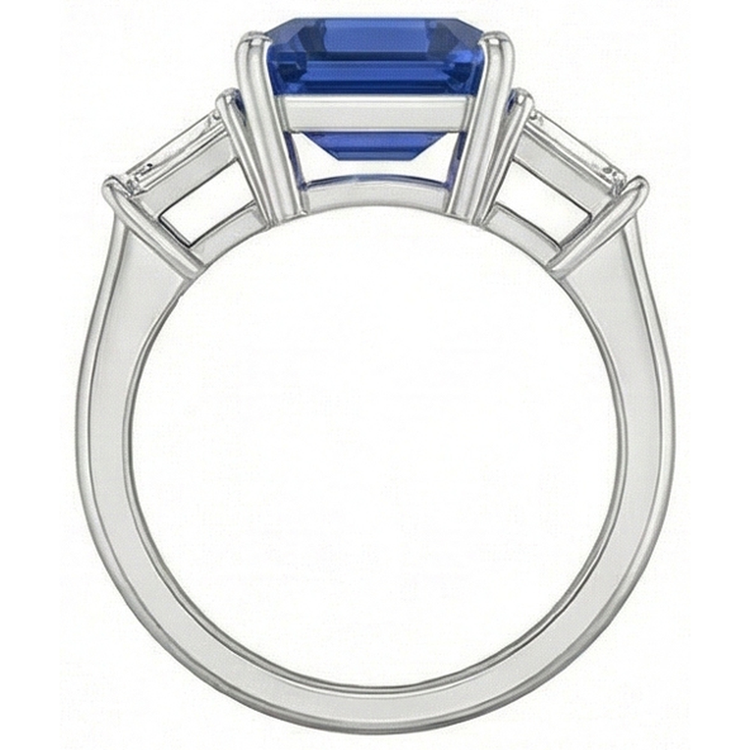 Bague Saphir Bleuet 3 Pierres