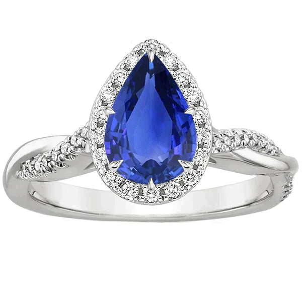 Bague Saphir Bleuet Taille Poire