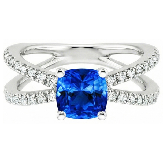 naturel cushion diamant 2.50carats bague détail rapproché