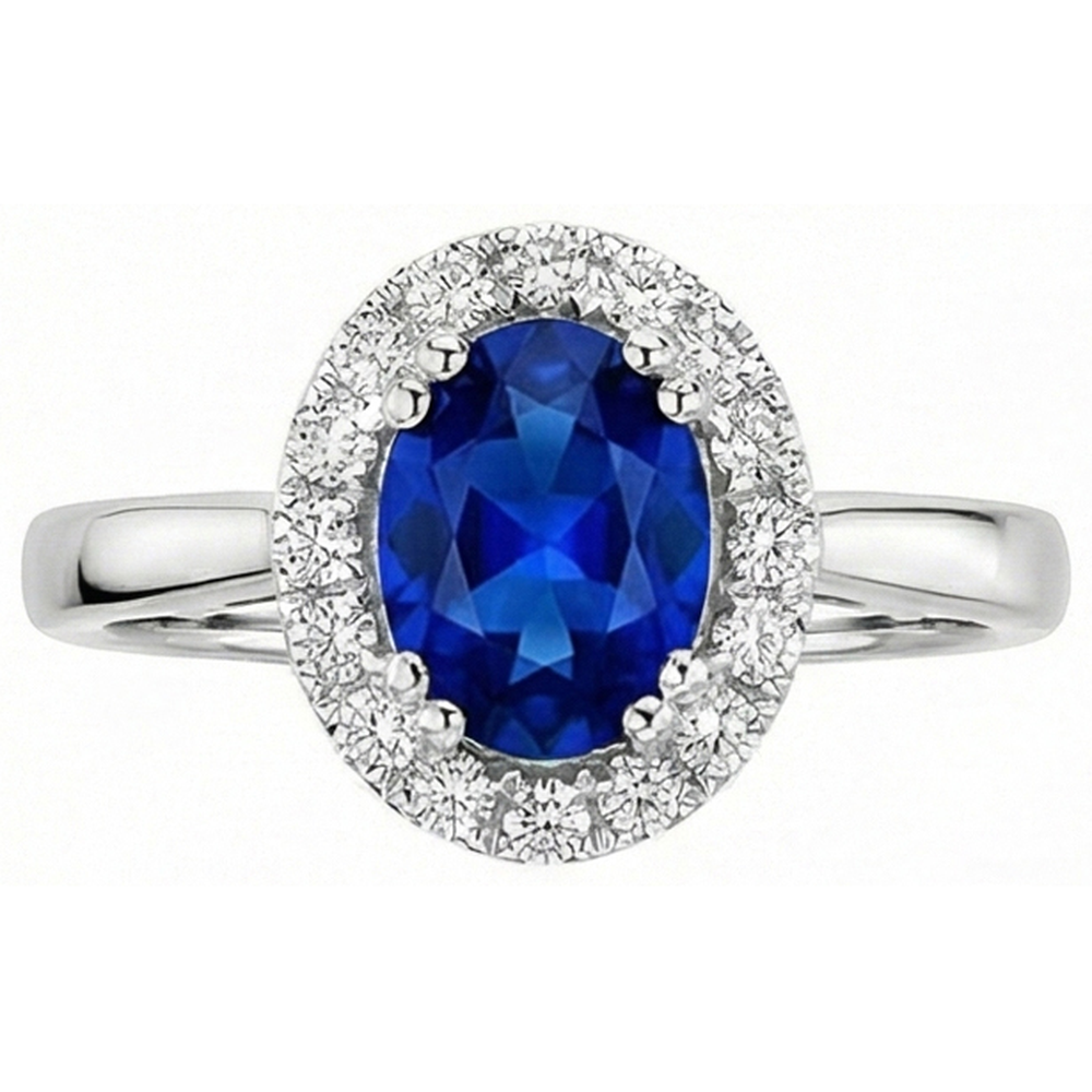 Bague Saphir Ceylan 2.65 Carats Avec Diamants Naturels Extraits des Mines ( et non cultivés en laboratoire ) Or Blanc 14K