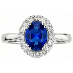 Bague Saphir Ceylan 2.65 Carats Avec Diamants Naturels Extraits des Mines ( et non cultivés en laboratoire ) Or Blanc 14K