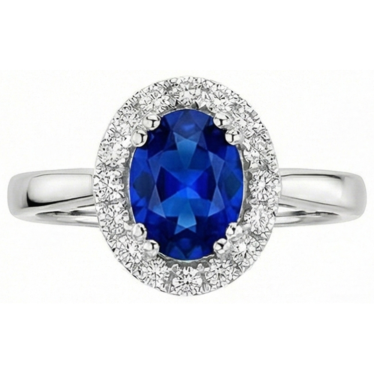 Bague Saphir Ceylan 2.65 Carats Avec Diamants Naturels Extraits des Mines ( et non cultivés en laboratoire ) Or Blanc 14K