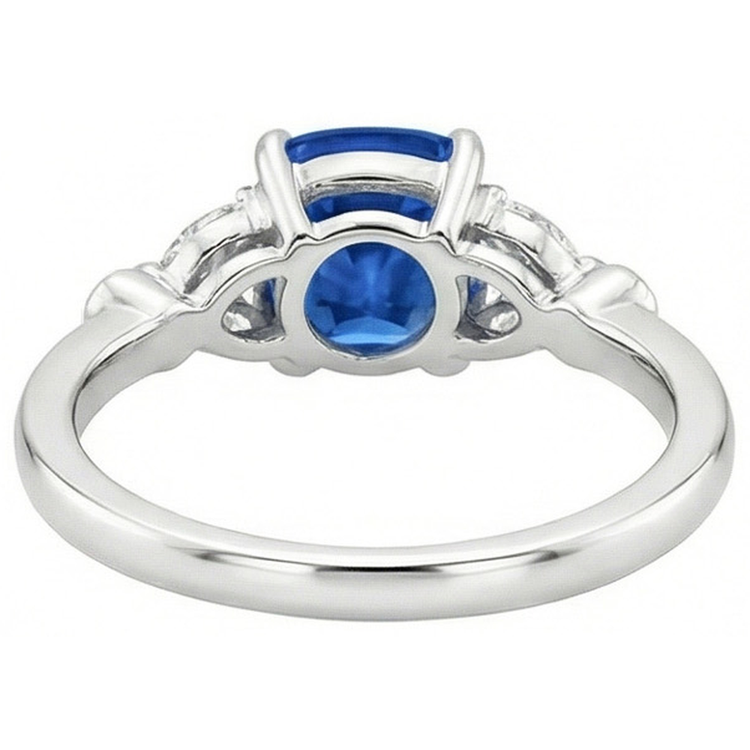 Bague Saphir Ceylan Avec Diamants Naturels Extraits des Mines ( et non cultivés en laboratoire ) 2.70 Ct Or Blanc 14K