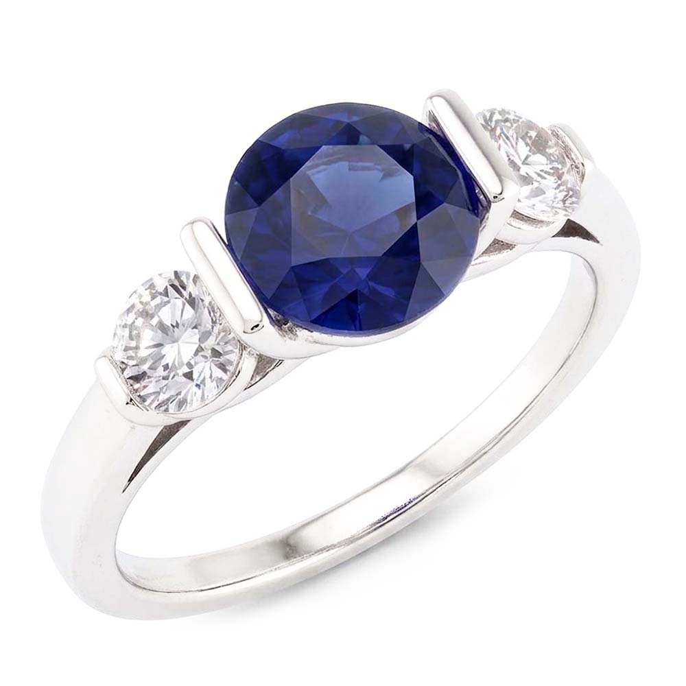 Bague Saphir Ceylan Avec Diamants