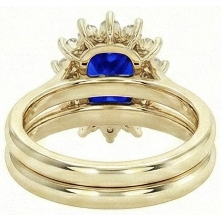 Bague Saphir Ceylan En Or Jaune Sertie De Diamants Naturels Extraits des Mines ( et non cultivés en laboratoire ) 7.50 Carats