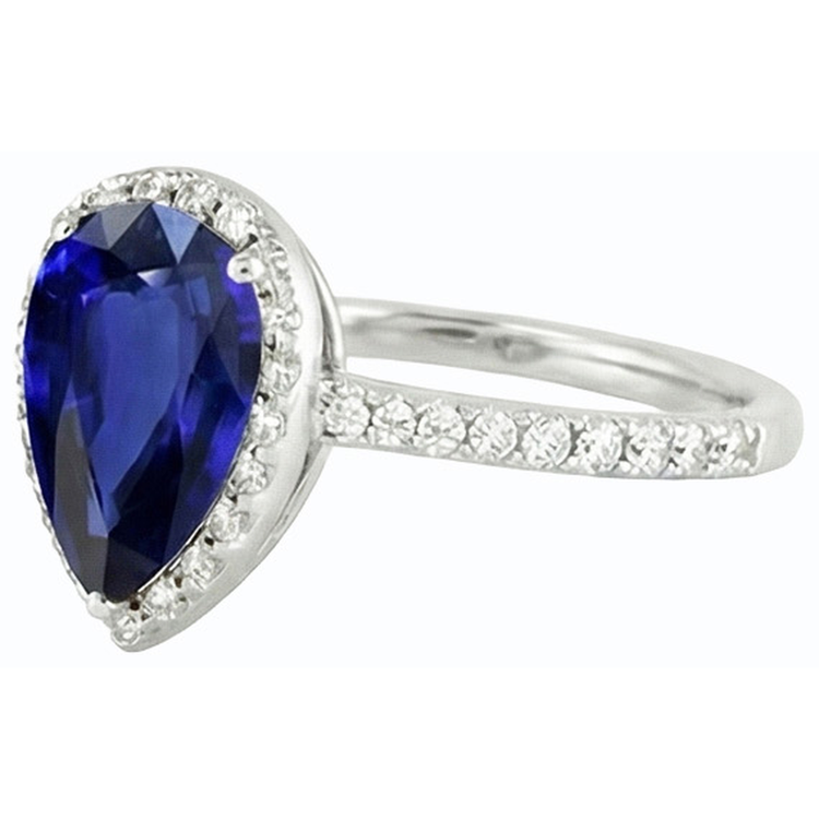 naturel pear diamant 4carats bague vue de profil