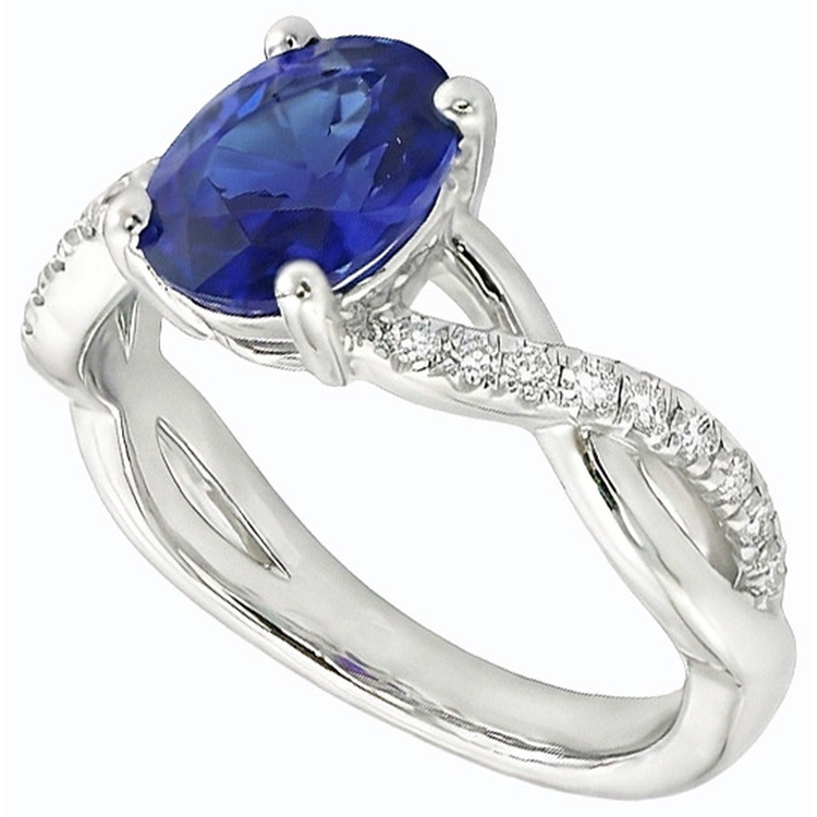 Bague Saphir Ceylan Ovale Pierres Précieuses 4.50 Carats Diamants Bijoux