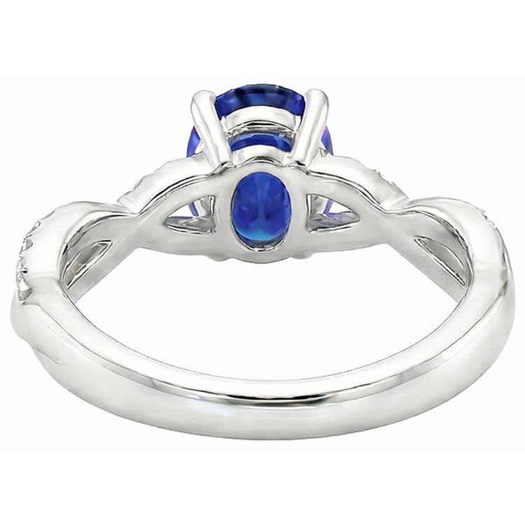 Bague Saphir Ceylan Ovale Pierres Précieuses 4.50 Carats Diamants Bijoux