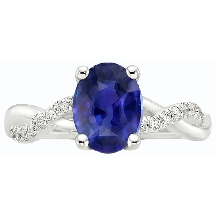 Bague Saphir Ceylan Ovale Pierres Précieuses 4.50 Carats Diamants Bijoux