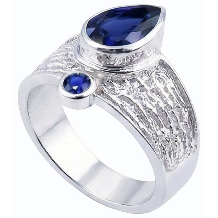 Bague Saphir Ceylan Pierres Précieuses Style Antique 2.75 Carats Bijoux Femme