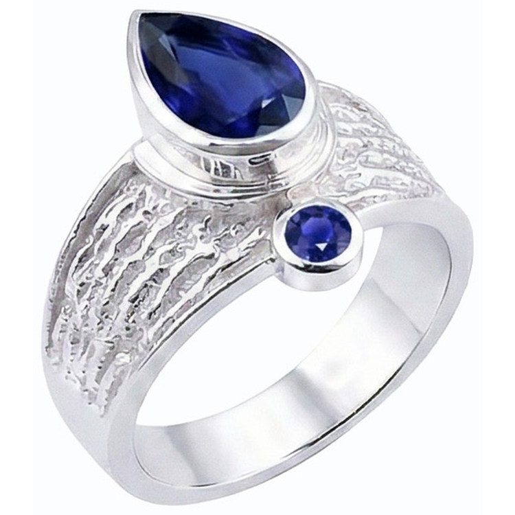 Bague Saphir Ceylan Pierres Précieuses Style Antique 2.75 Carats Bijoux Femme