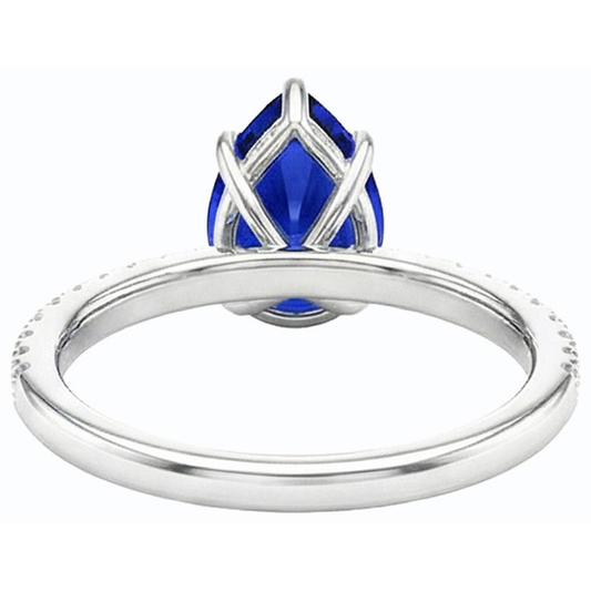 naturel pear diamant 3.50carats bague angle de côté
