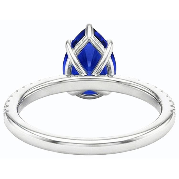 naturel pear diamant 3.50carats bague angle de côté