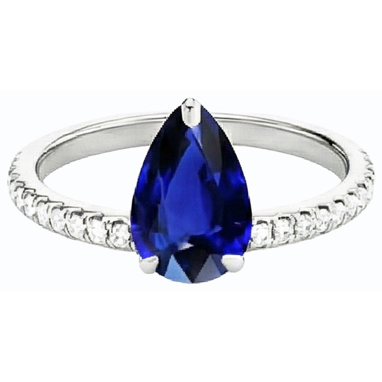 naturel pear diamant 3.50carats bague détail rapproché