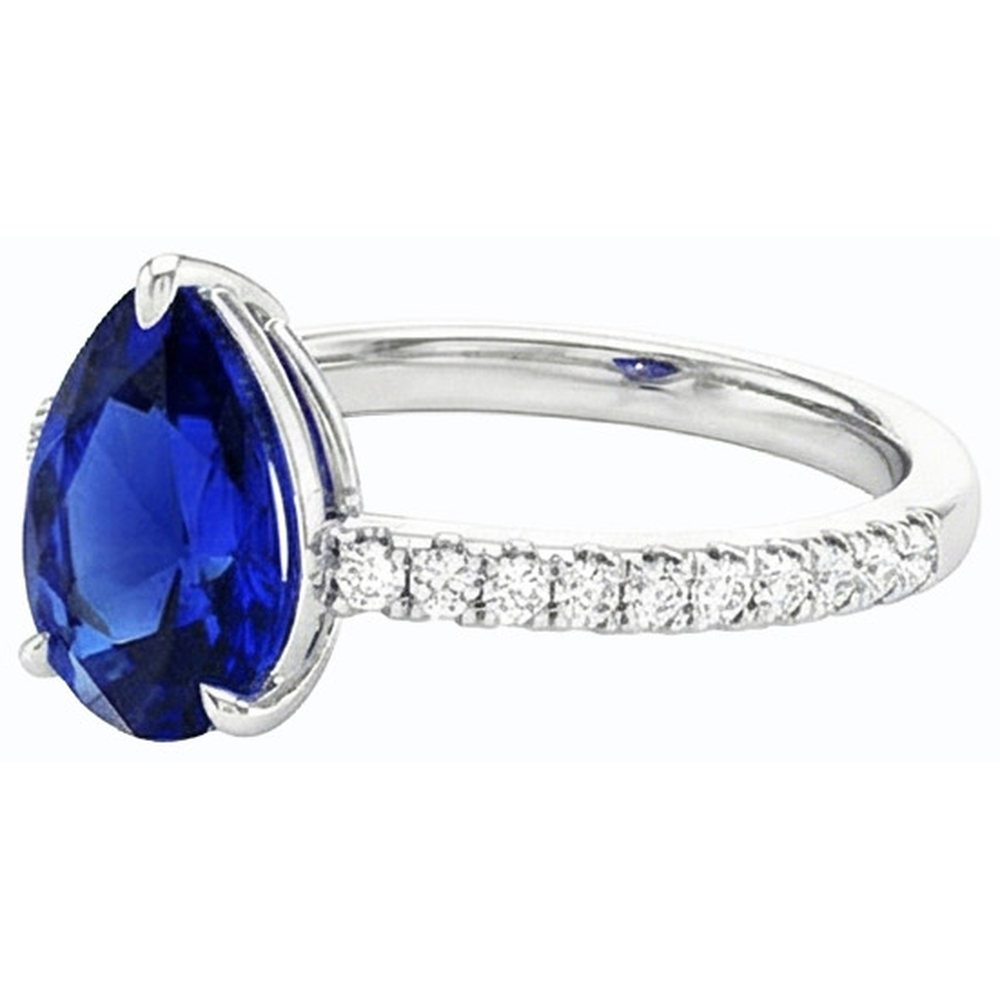 naturel pear diamant 3.50carats bague vue de dessus