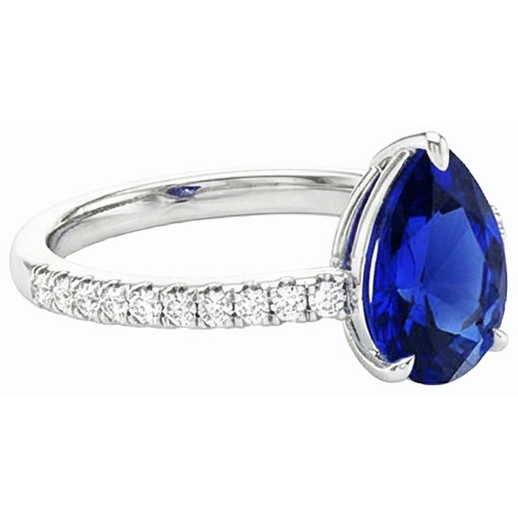 naturel pear diamant 3.50carats bague vue de profil