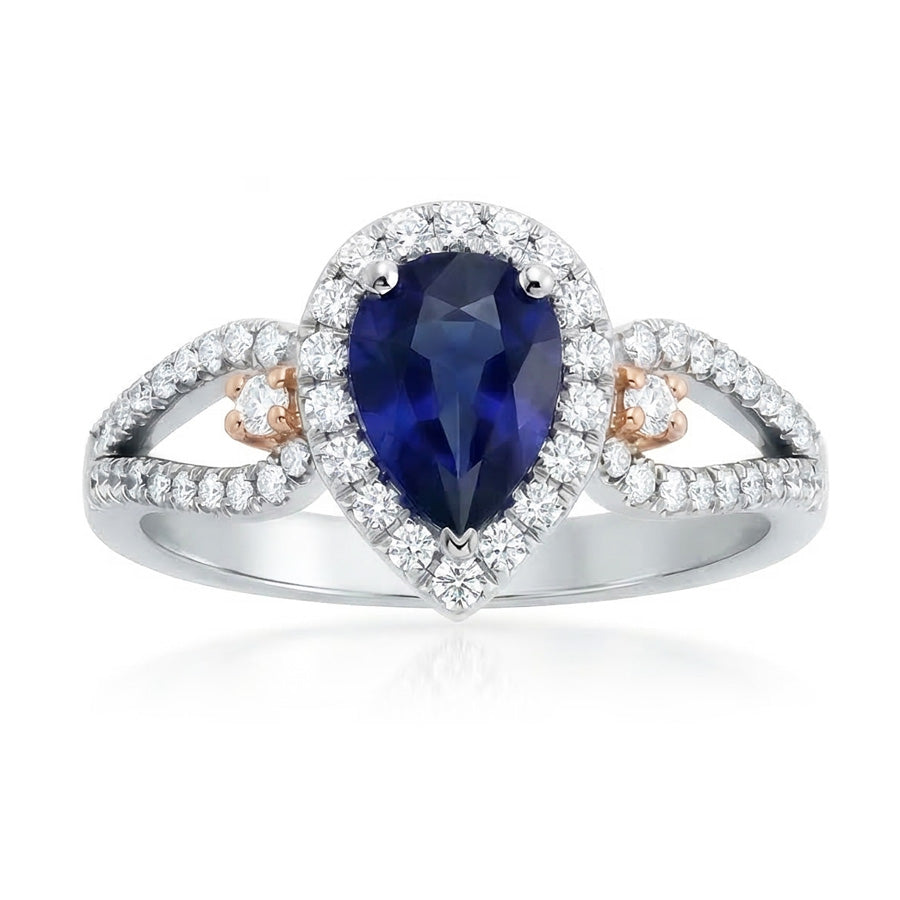 naturel pear diamant 2carats bague angle de côté