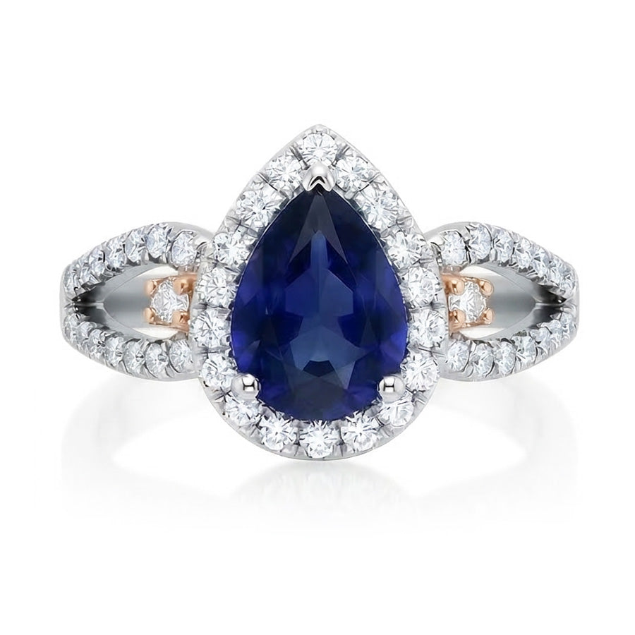 naturel pear diamant 2carats bague détail rapproché