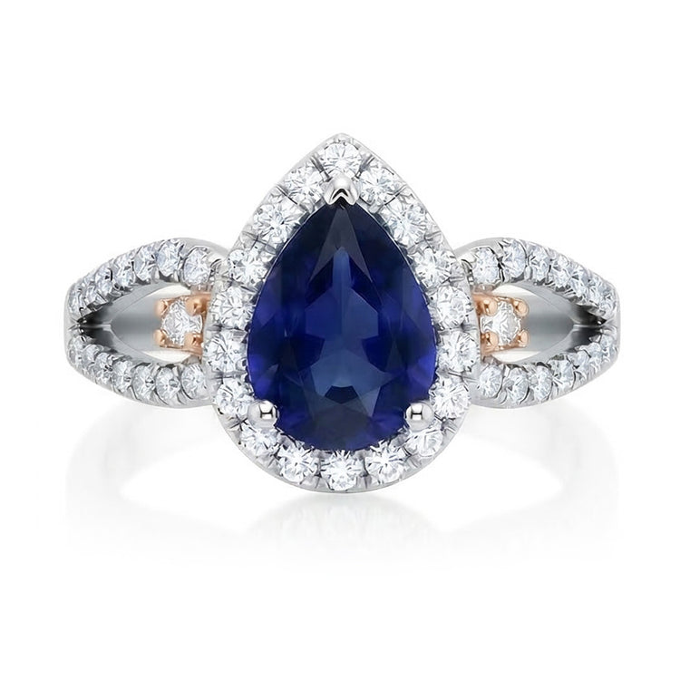 naturel pear diamant 2carats bague détail rapproché