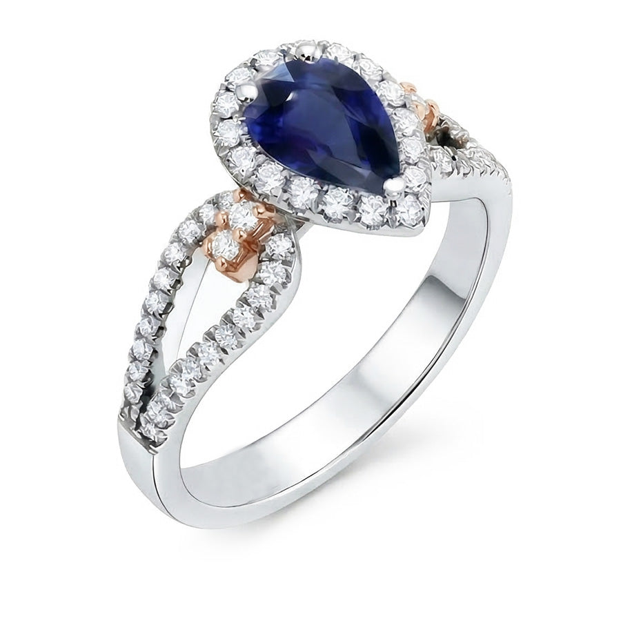 naturel pear diamant 2carats bague vue de dessus