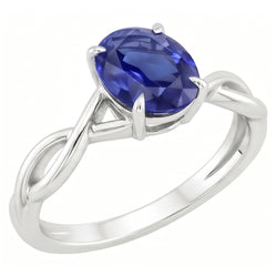 Bague Saphir Ceylan Solitaire Ovale En Or 2.50 Carats Style Infini