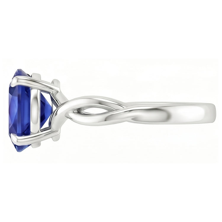 Bague Saphir Ceylan Solitaire Ovale En Or 2.50 Carats Style Infini