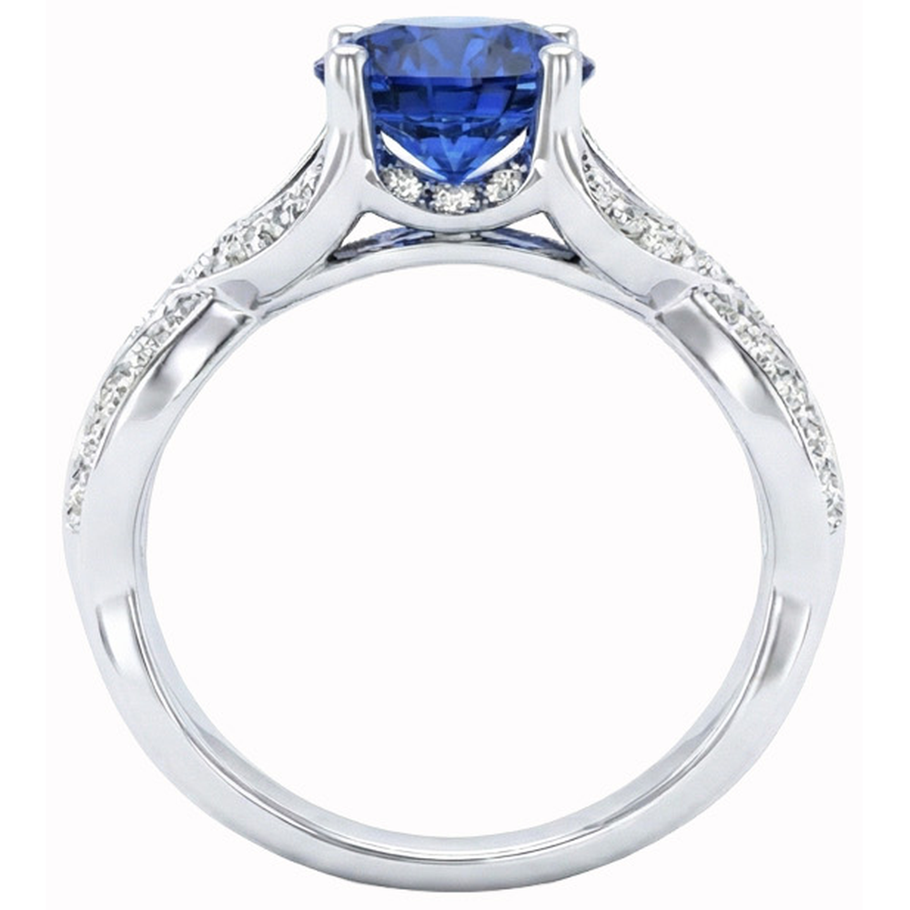 naturel round saphir 3carats bague vue de profil