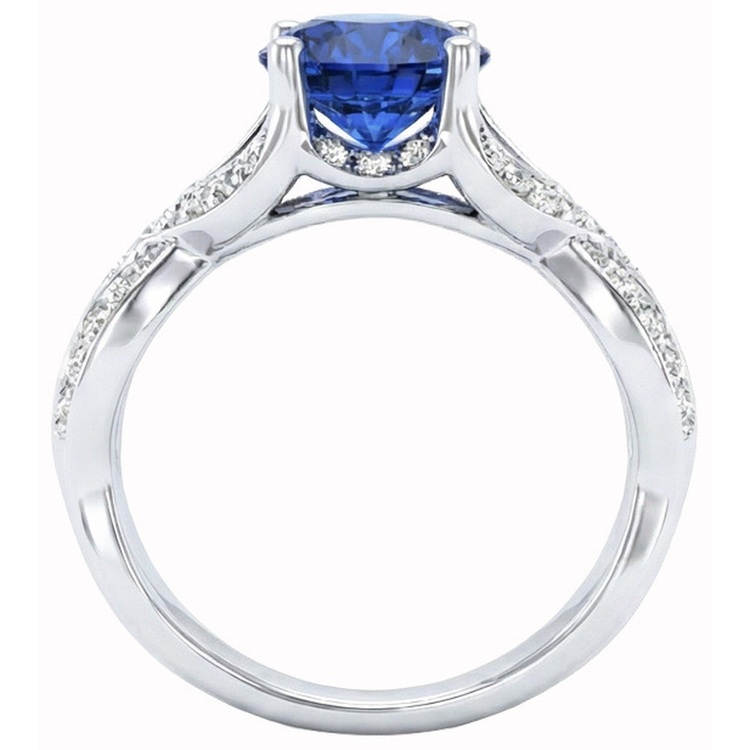 naturel round saphir 3carats bague vue de profil