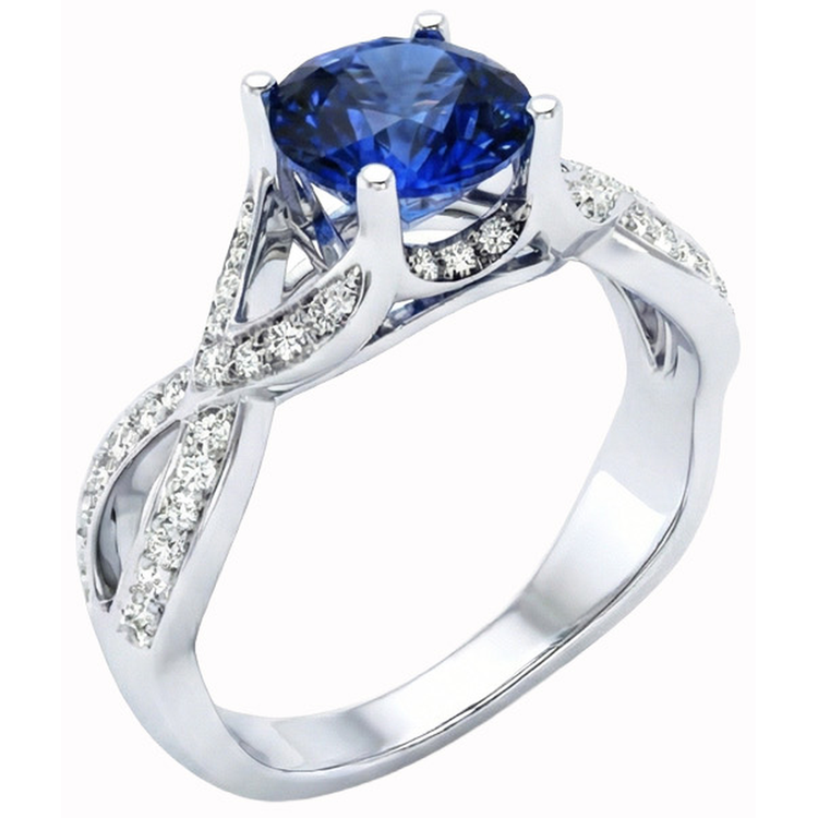 naturel round saphir 3carats bague détail rapproché
