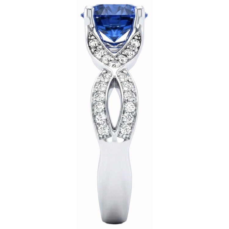 naturel round saphir 3carats bague vue de dessus