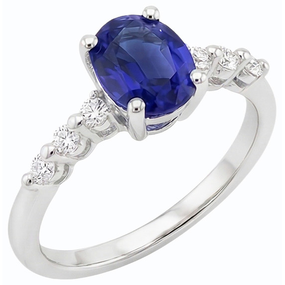 naturel oval saphir 4carats bague angle de côté