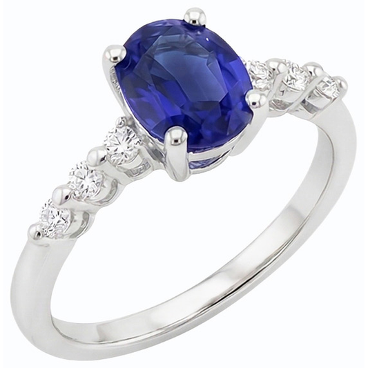 naturel oval saphir 4carats bague angle de côté
