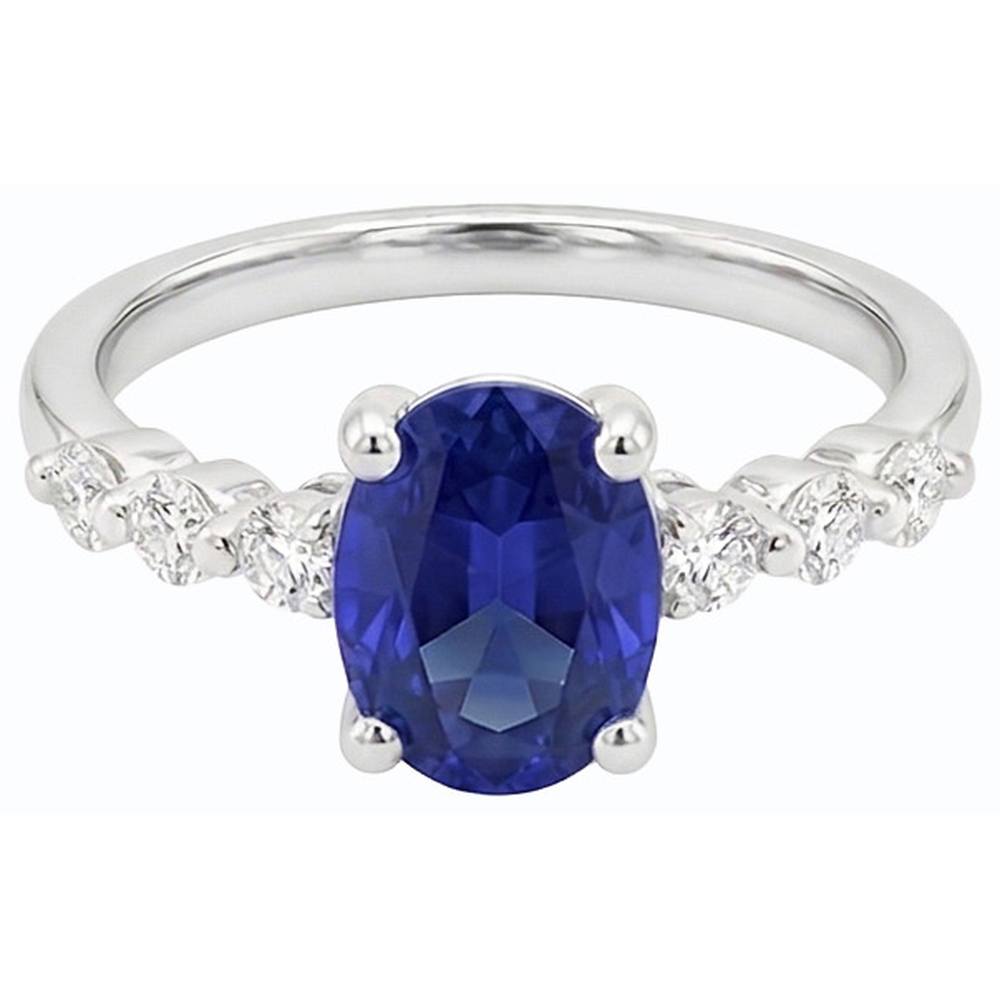 naturel oval saphir 4carats bague vue de dessus