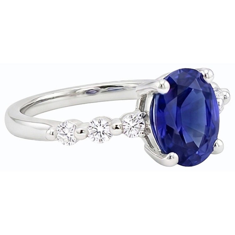 naturel oval saphir 4carats bague vue de profil