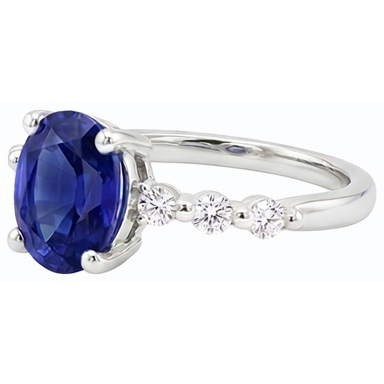 naturel oval saphir 4carats bague sur blanc