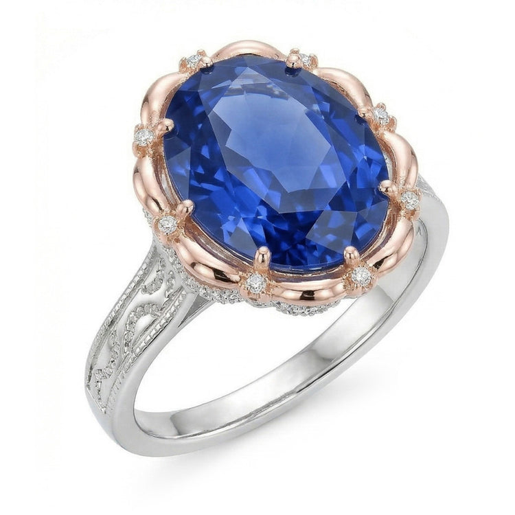 Bague Saphir Deux Tons 7 Carats