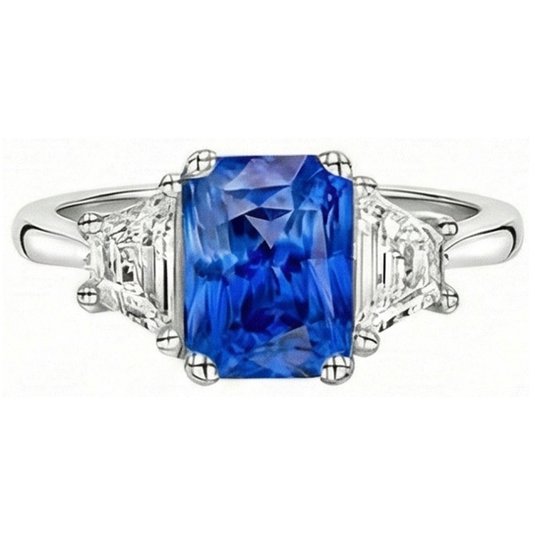 naturel radiant diamant 3carats bague angle de côté