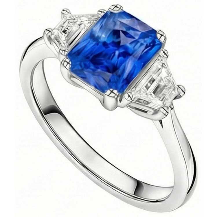 naturel radiant diamant 3carats bague détail rapproché