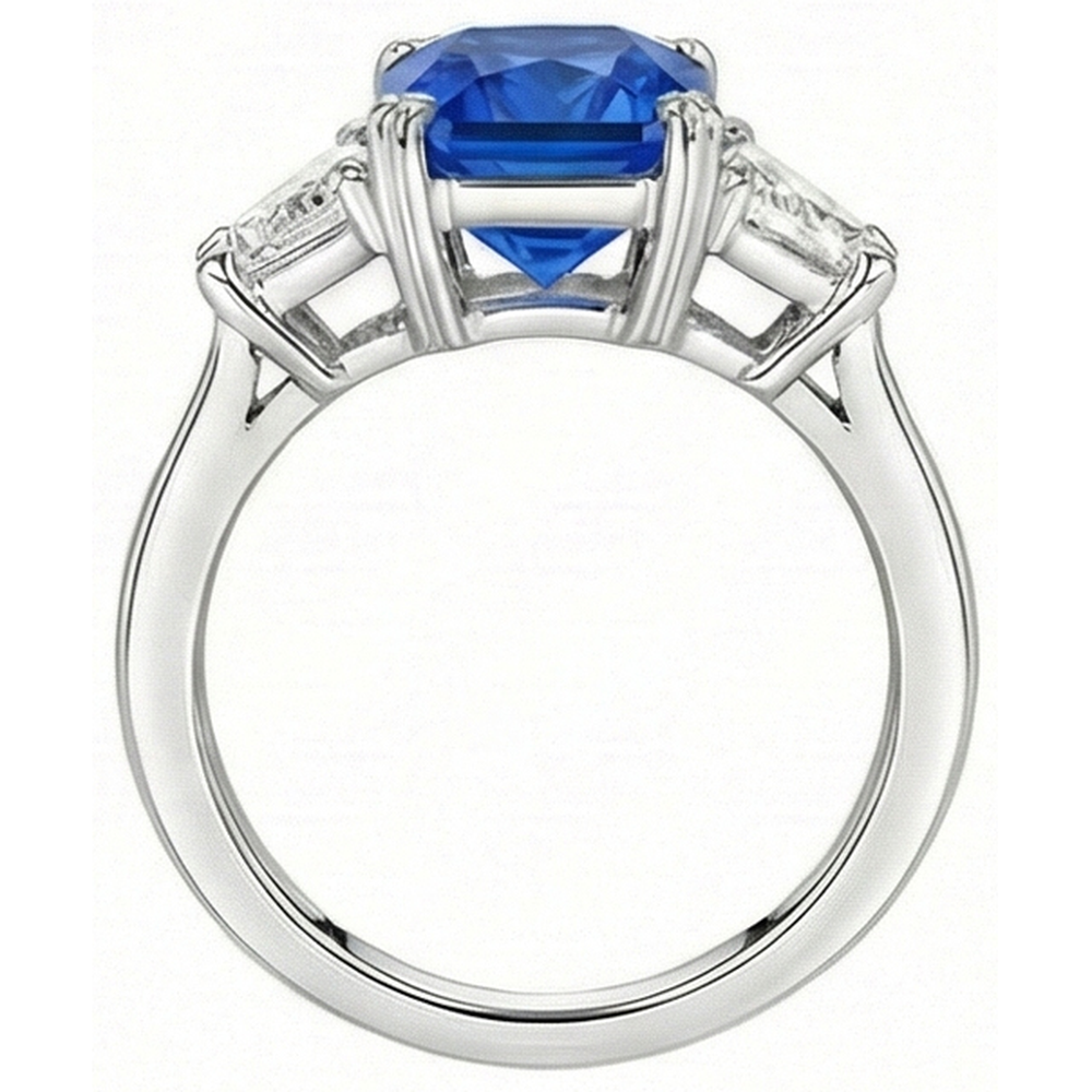 naturel radiant diamant 3carats bague vue de profil