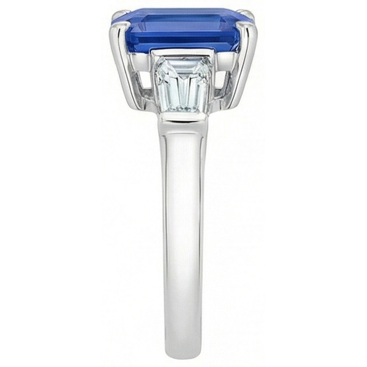 Bague Saphir Diamant Baguette 3 Pierres