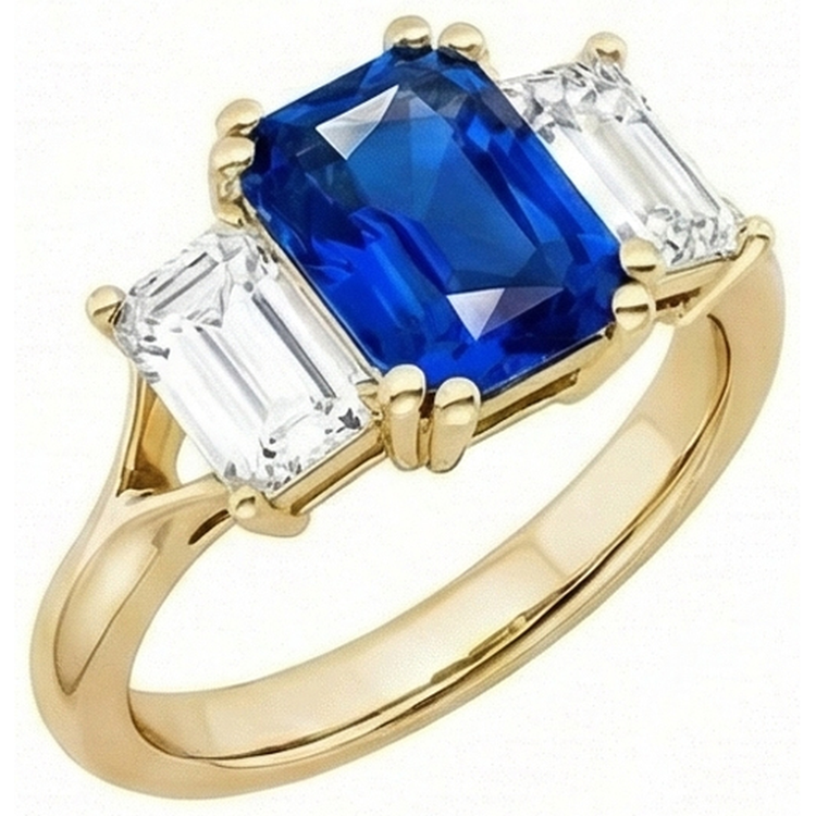 naturel radiant saphir 2carats bague détail rapproché