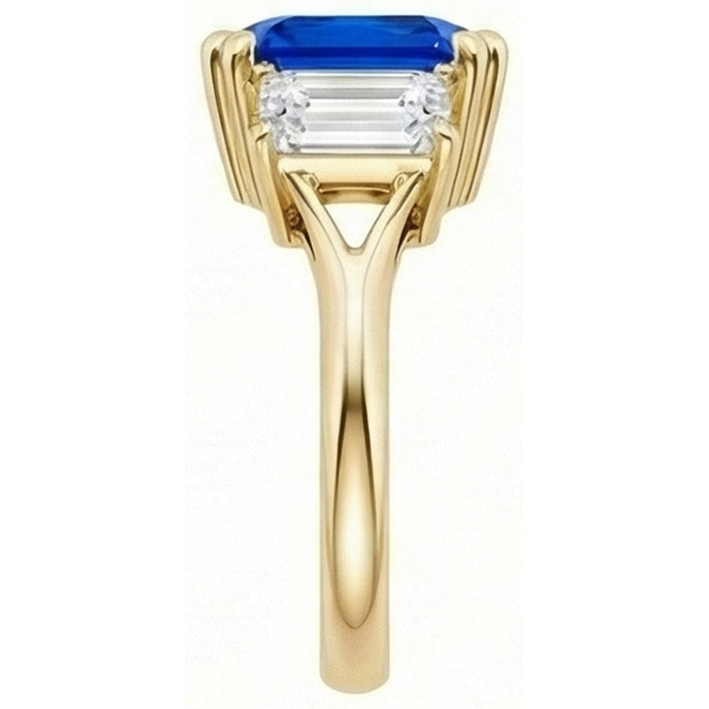 naturel radiant saphir 2carats bague vue de dessus
