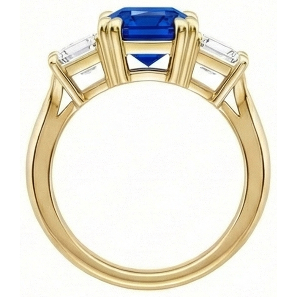 naturel radiant saphir 2carats bague vue de profil