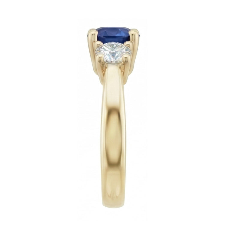 Bague Saphir Diamant Rond 3 Carats Bague Conique 3 Pierres Or Jaune